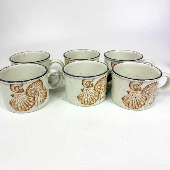 Midwinter Stonehenge Seascape Coffee Mugs Tea Cups Set Of 6 Speckled  England - Picture 2 of 8